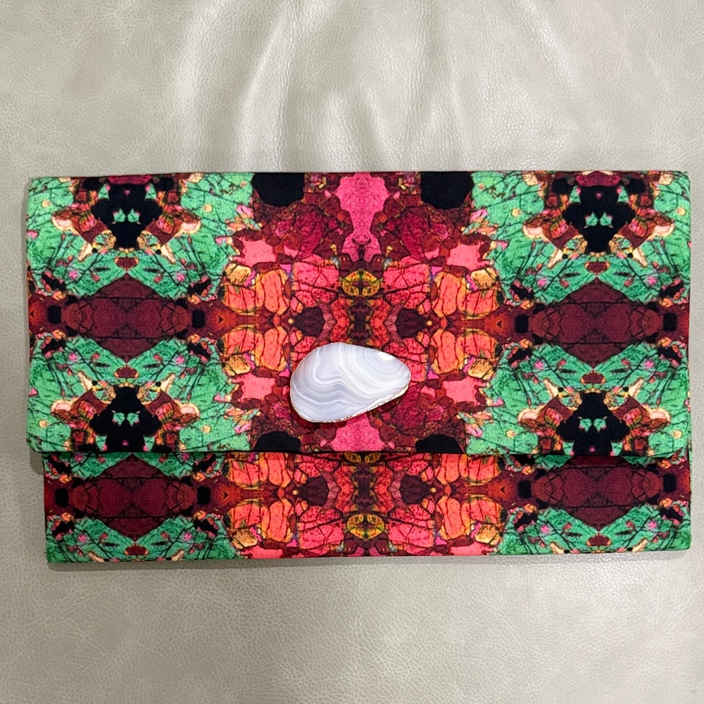 Colorful Abstract Clutch with Agate Accent